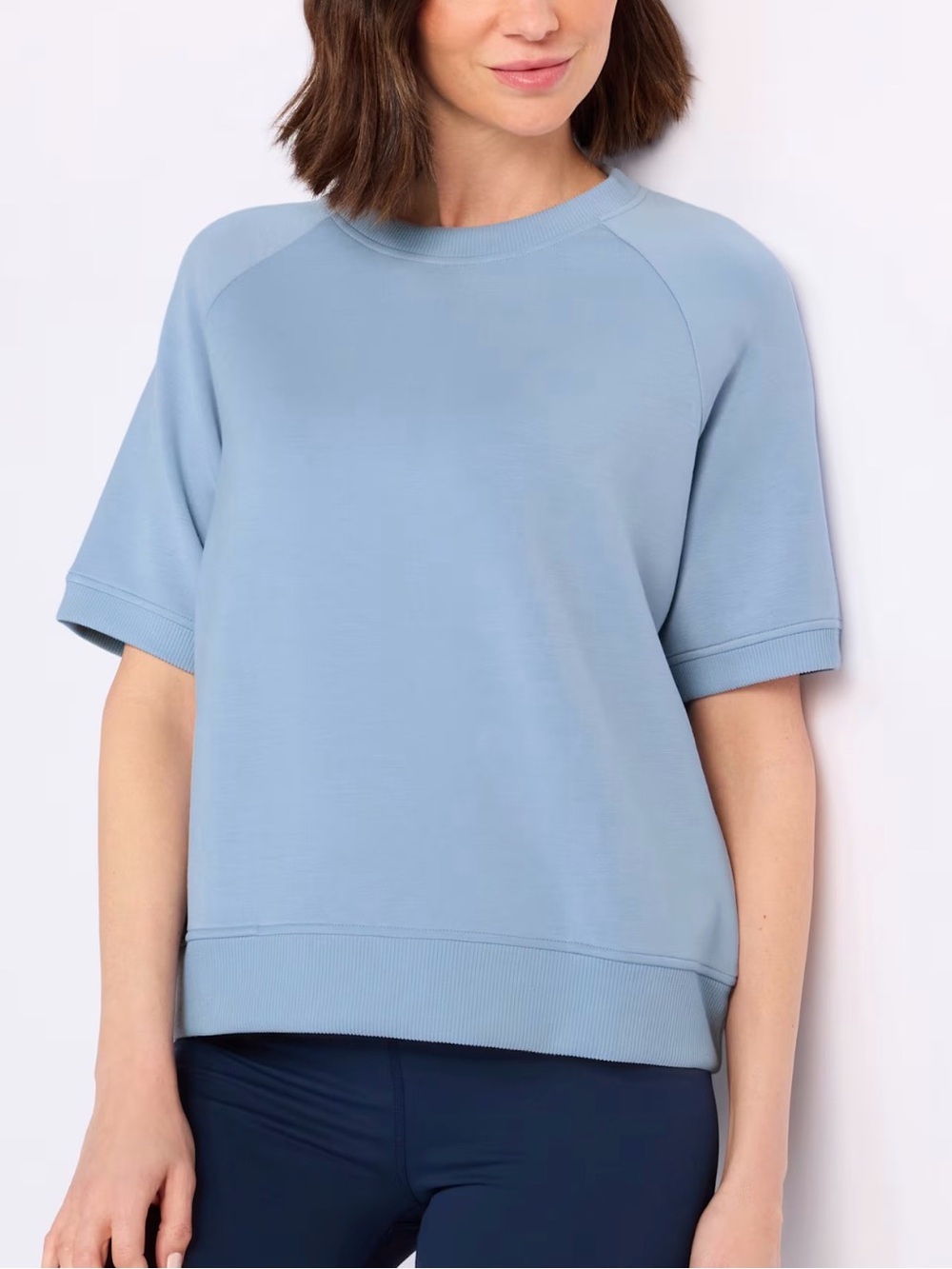 We Wander Performaluxe Oversized Boxy Raglan Tee Grey Medium NWT STITCH FIX